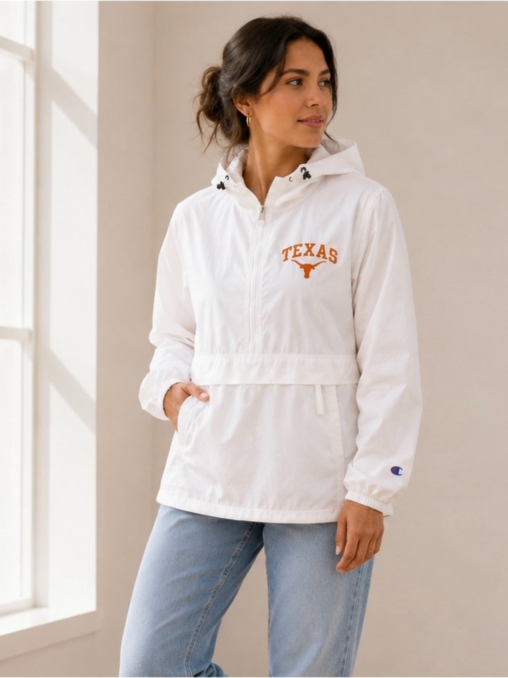Champion Texas Longhorns White Windbreaker Pullover S